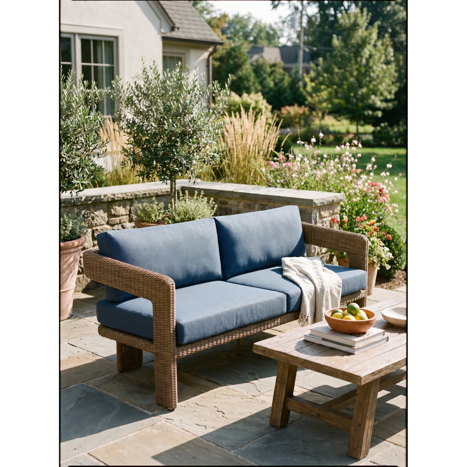 Amber 82" Sunbrella® Patio Sofa, Canvas Navy
