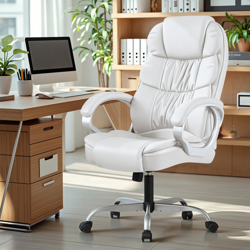Orren Ellis Enosburg Executive Chair with Headrest, White