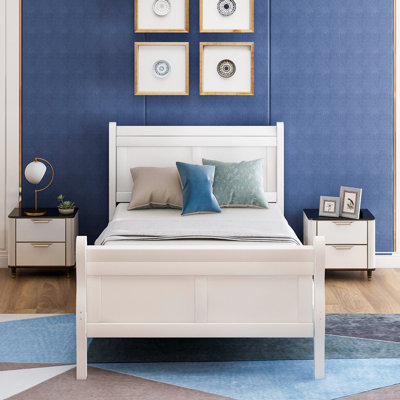 Solid Wood Twin Platform Bed with Headboard, Footboard, and Slat Support for Durable and Stylish Bedroom Furniture