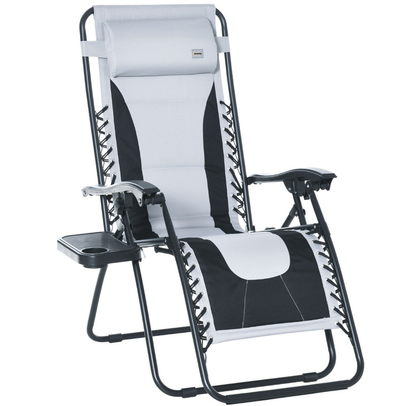 Outdoor Lounge Chair, Light Grey/Black