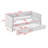 Twin sized upholstered daybed featuring two drawers, adorned with buttons and copper nails on its square arms-1872841670