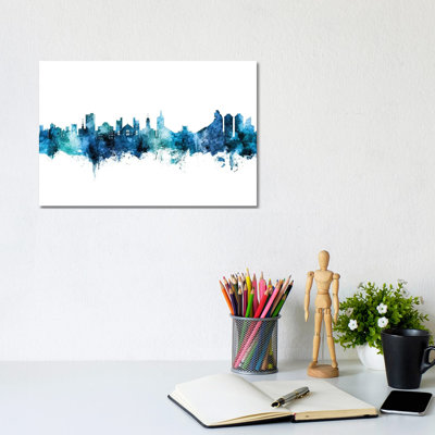 Boulder Colourado Skyline Blue Teal by Michael Tompsett - Wrapped Canvas Gallery-Wrapped Canvas Giclée