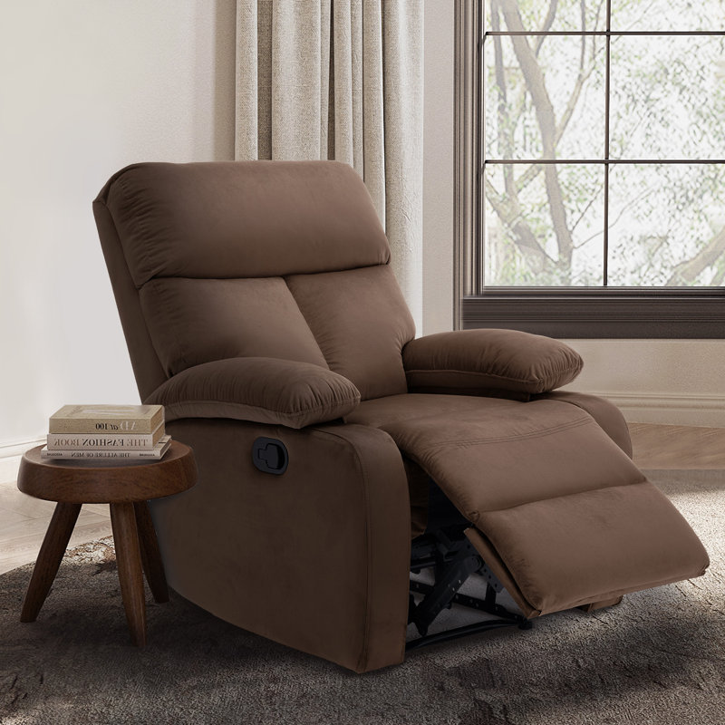 Petit fauteuil inclinable manuel pour adultes, velours, Brun
