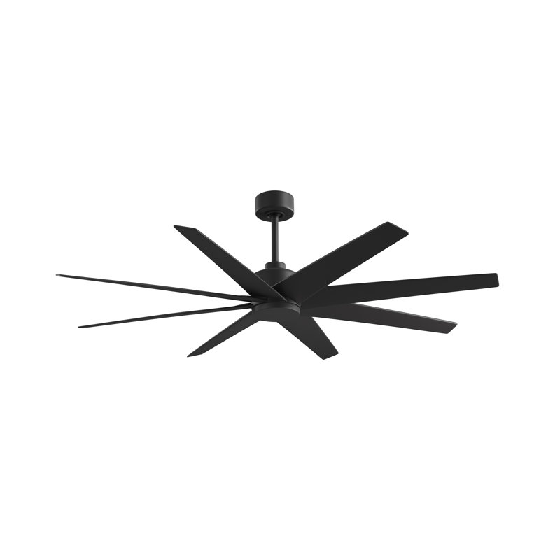 Ariella - Eight Blade Ceiling Fan - Brushed Brass Finish - Matte Black Blades, Matte Black, Matte Black
