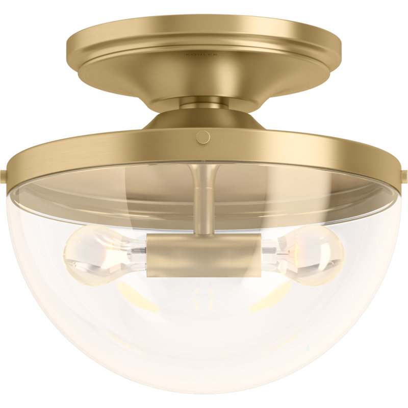 Plafonnier encastré 2 lumières Bellera, Laiton brossé moderne