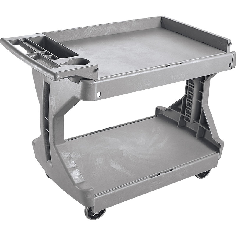 Gray Polyethylene Large Pro Cart with 2 Shelves