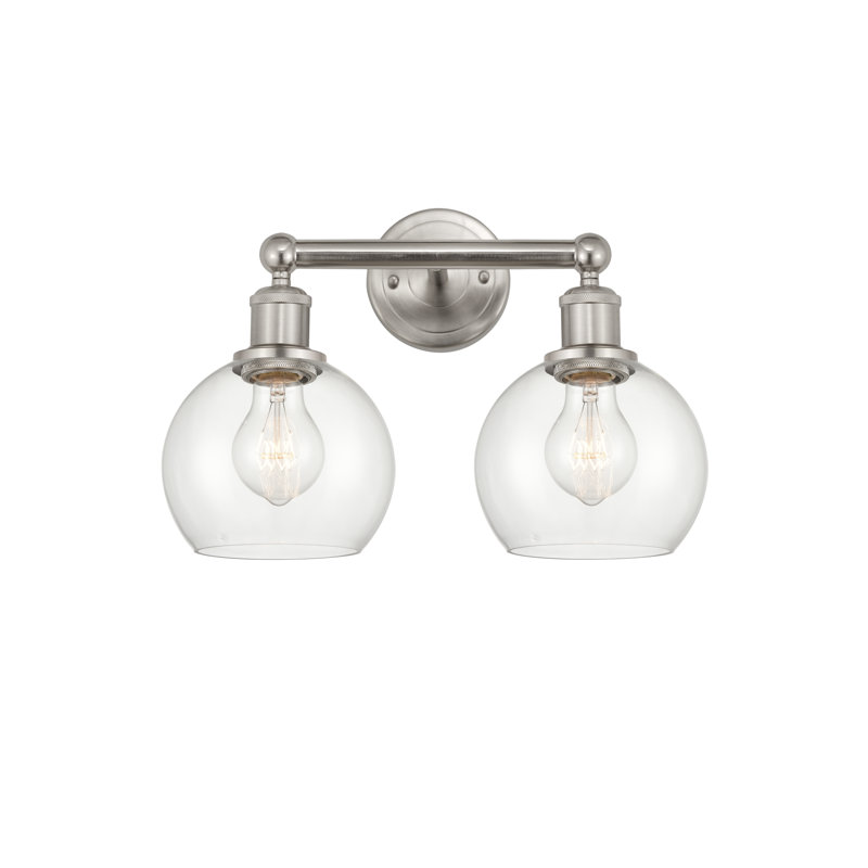 Éclairage pour meuble-lavabo à 2 lumières 15 pouces Cambria, Transparent, Nickel satiné brossé