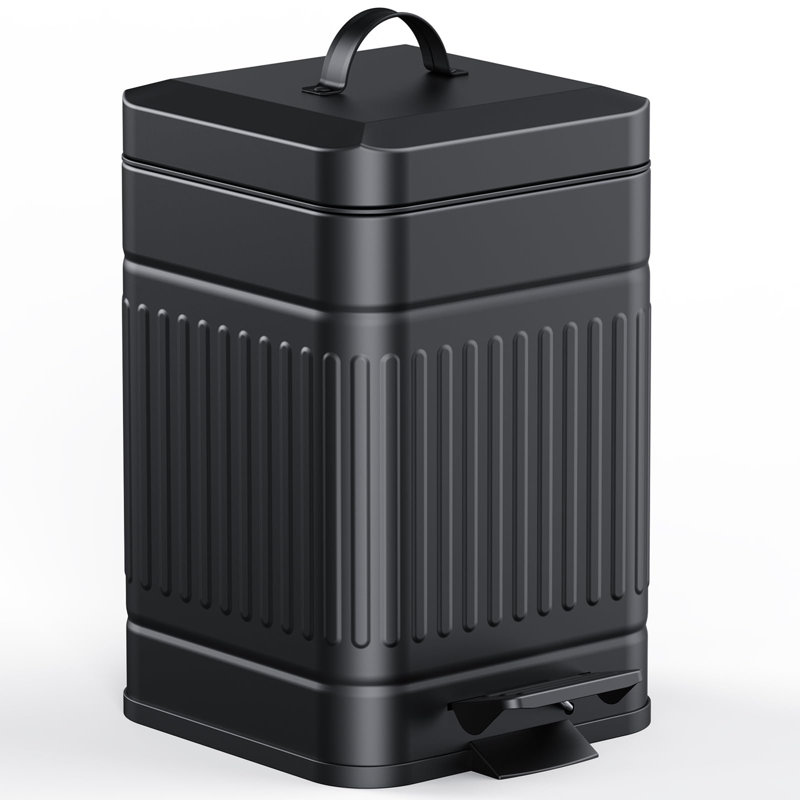 Farmhouse Retro Metal Waste Bin, Black