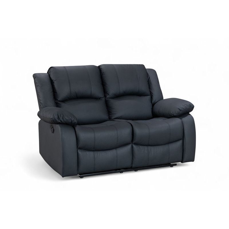 Aesir 3 Seater Faux Leather Reclining Sofa, Black, 2