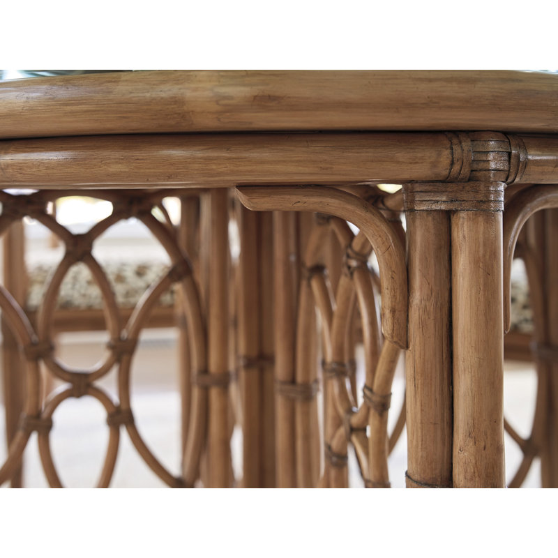 Round Glass Top Dining Table with Bamboo Base