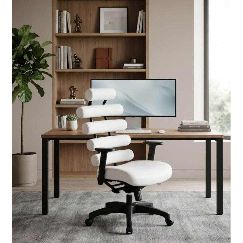 Noom Leather High Back Office Chair, White