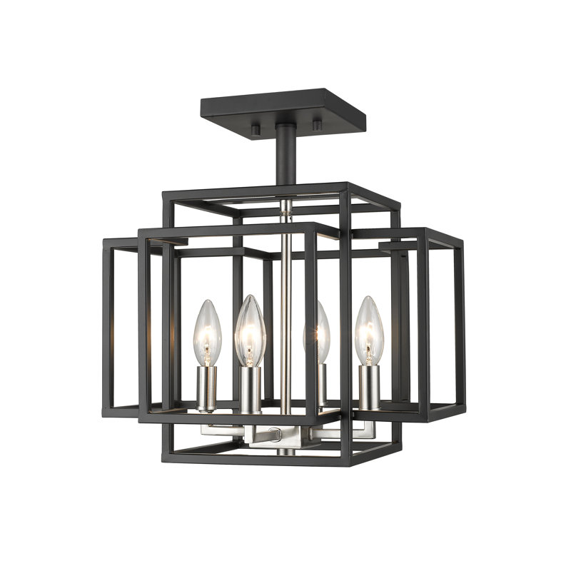 Orona Semi Flush Mount, Black/Brushed Nickel