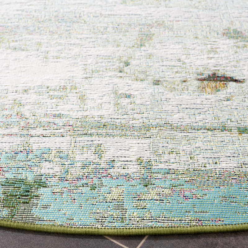 Harigan 500 Performance Abstract Indoor/Outdoor Area Rug, Round 6'6"