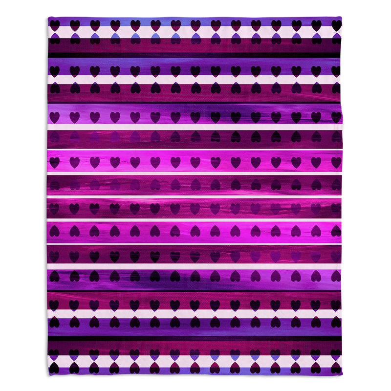 Couverture sherpa douce mauve love love, l 51 po x L 60 po