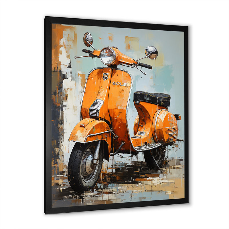 «Scooter Escape» sur toile, Cadre simple noir, H 32 po x l 24 po x P 1 po