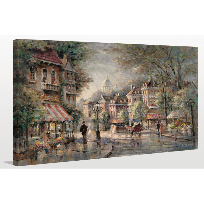 « french street scene ii », reproduction sur toile tendue, H 24 po x l 40 po