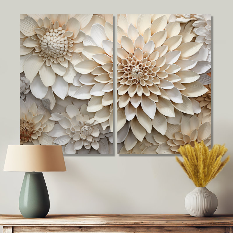 Minimalisme beige Dahlia I - art mural traditionnel, Toile tendue, Ne s’applique pas, H 36 po x l 48 po