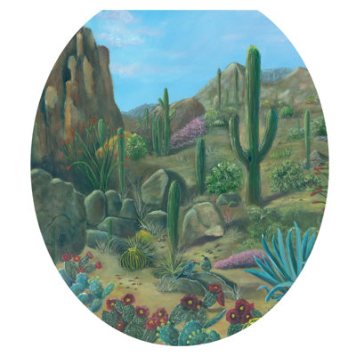 Southwestern Desert Oasis Toilet Seat Decal – Toilet Tattoos Static Cling Vinyl Cover Fits Round & Elongated Seats