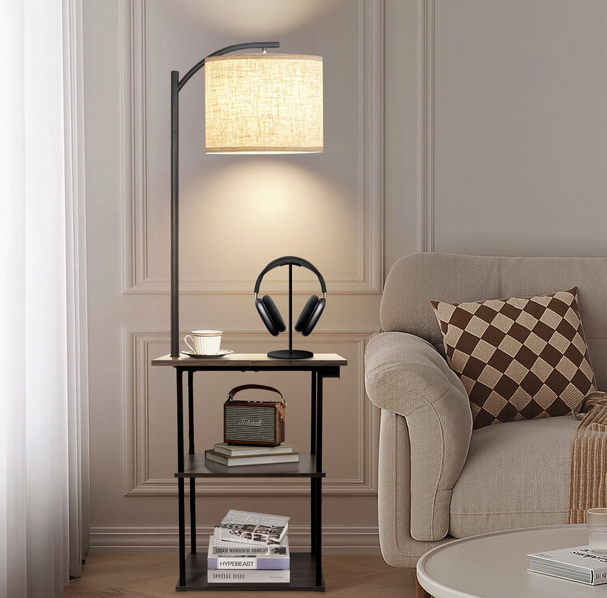 Wrought Studio™ Kartrina 59.84'' Tray Table Floor Lamp with USB & Type-C & AC Port & Reviews | Wayfair