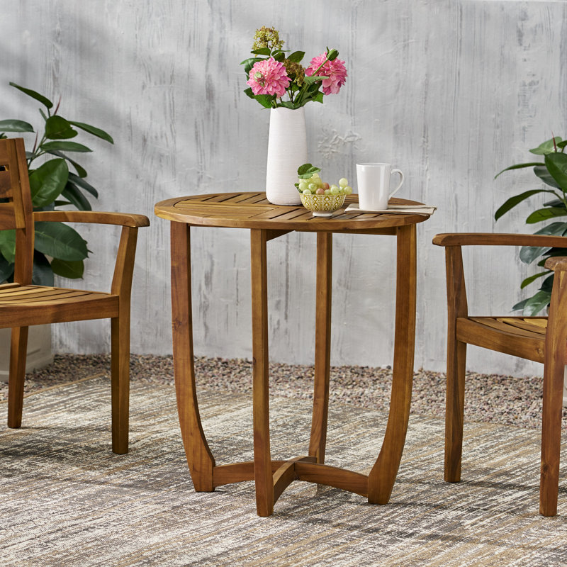 Table d'appoint d'extérieur ronde en bois d'acacia, Teck