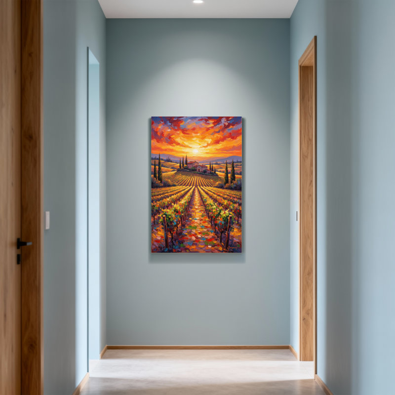 «Landscape & Nature Sunset Vineyard Landscape», reproduction d'art, H 30 po x l 20 po