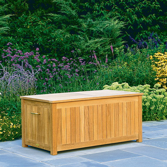 Kingsley Bate Water Resistant Solid Wood Teak Deck Box, 29" H x 60" W