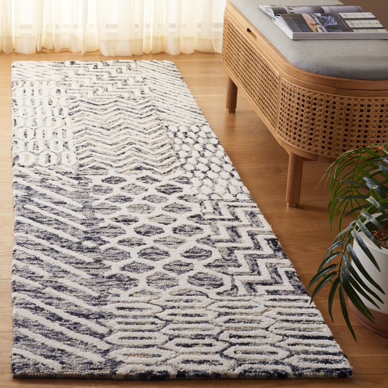 Tapis ivoire / noir Ebony 813, Tapis de couloir 2 pi 3 po x 8 pi
