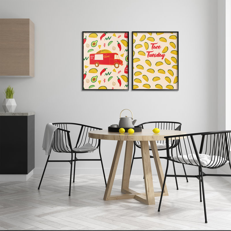 Ensemble d'art giclée 2 pièces Taco, H 20 po x l 16 po, Giclée encadrée noir minuit