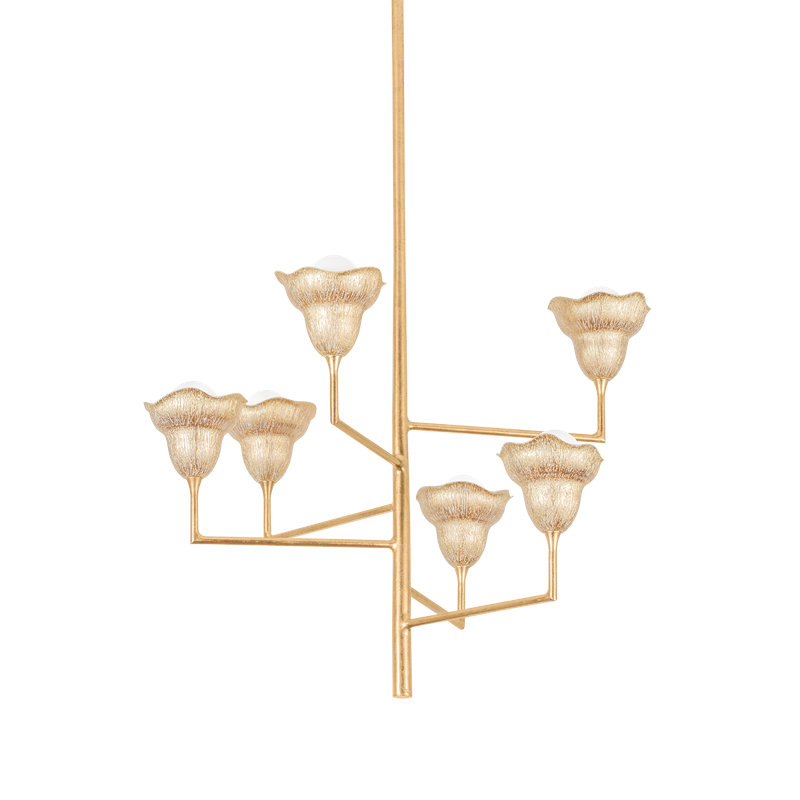 Alora 6 Light Chandelier, Vintage Gold Leaf/Gilded Ivory