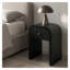 Table de chevet incurvée en MDF noir avec placage en frêne, table d'appoint à 1 tiroir pour chambre ou salon