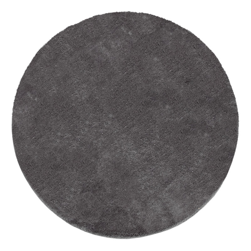 Soft Area Rug Cozy Low-Pile Rug Anti-Slip Solid Color Washable, Round 5'3", Black