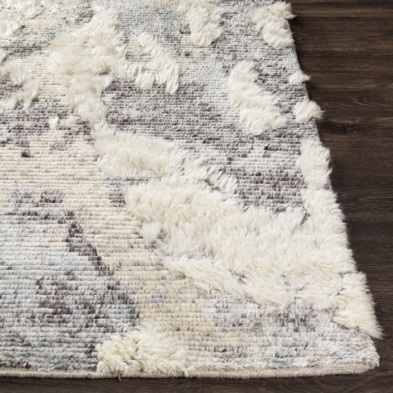 Arcus Abstract Hand Knotted Cream Area Rug, Rectangle 2' x 3'