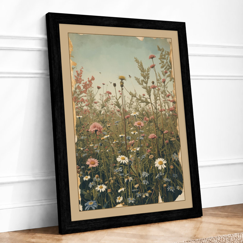 Wildflower Meadow Botanical - Print, Black, A3 - 42.0 x 29.7 cm