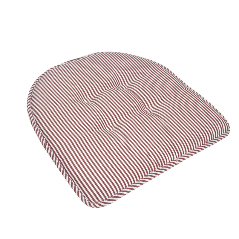 Pinstripe U Shaped Indoor Memory Foam 17" x 16" Chair Cushions, 2, Burgundy