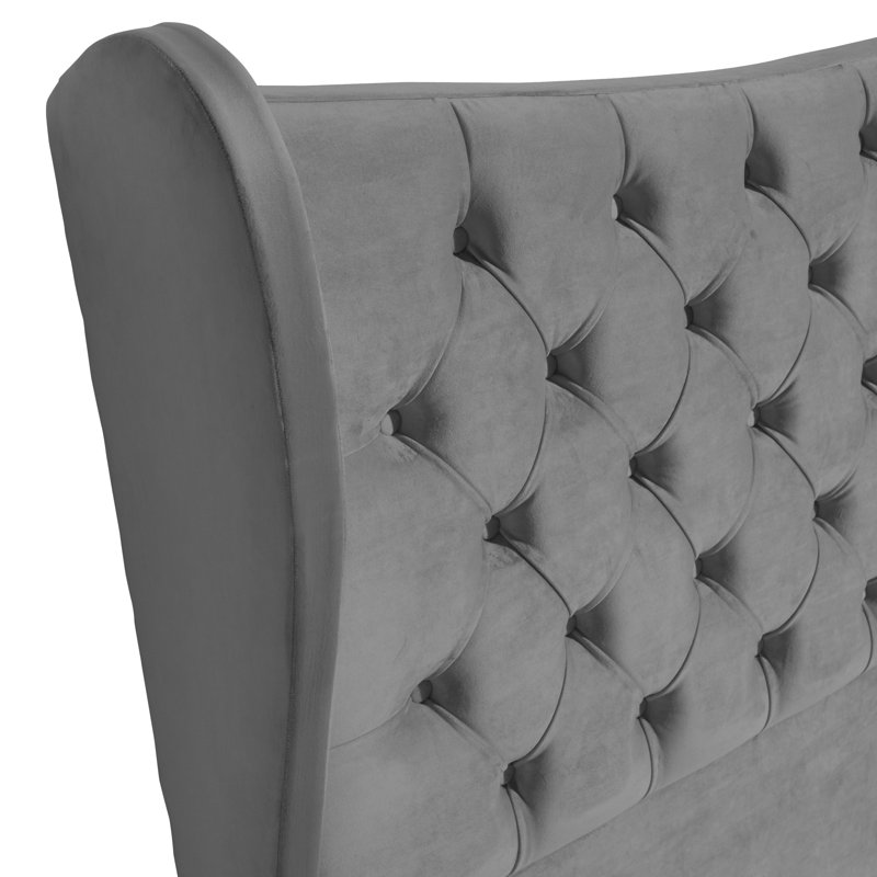 Carino Upholstered Velvet Panel Headboard, Single (3'), Charcoal