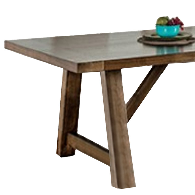 Jule 76" Brown Solid Wood Farmhouse Dining Table with Trestle Base