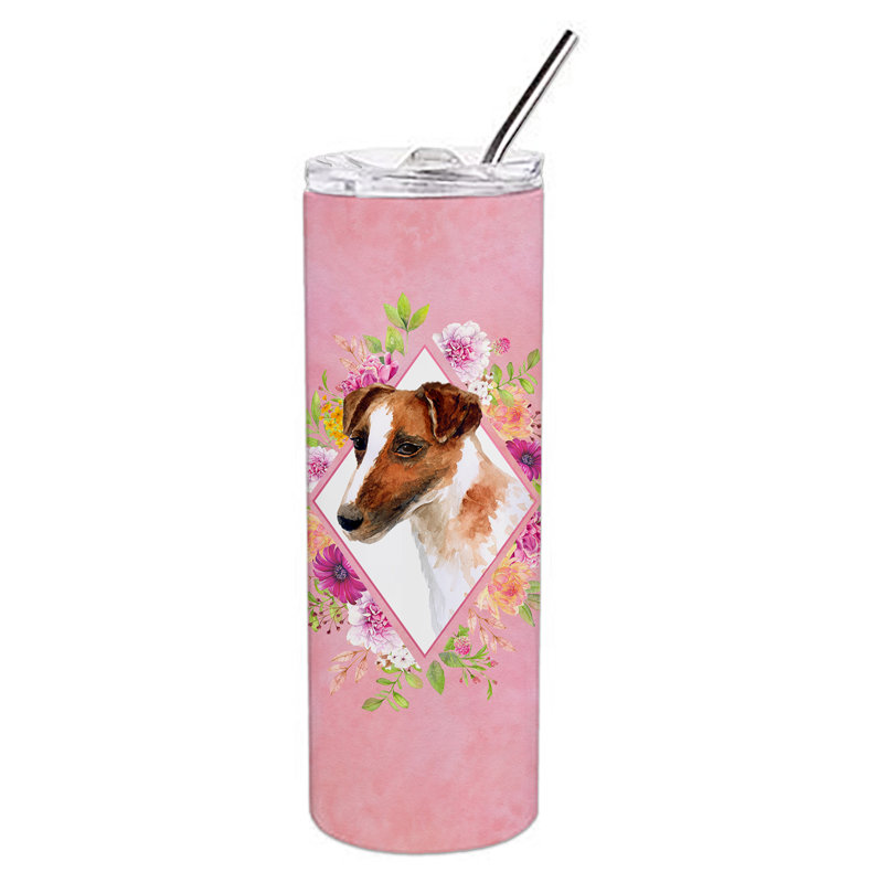 E23BF9F8391D466E9CA4F8DFEBD9A7DB de verre 20 oz à double paroi en acier inoxydable chiot, Jack Russell terrier brun foncé