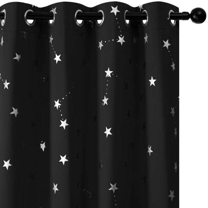 Raimah Blackout Curtain Pair, Black, 46cm Width x 229cm Drop
