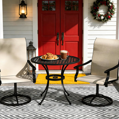 Chaises pivotantes d'extérieur pour 2 personnes avec rotation à 360 degrés, filet respirant, conception ergonomique et structure en acier thermolaqué. Convient aux terrasses, jardins et porches. Assemblage requis. Couleurs: beige,