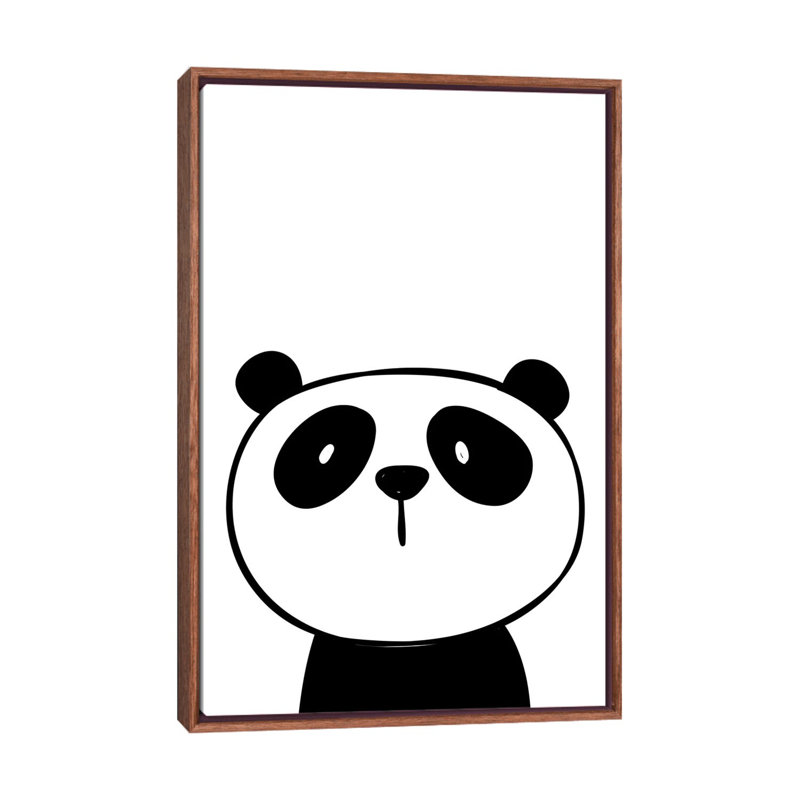 Panda - impression d'art graphique, H 60 po x l 40po x P 1,5 po, Toile avec cadre brun, Pas de tapis