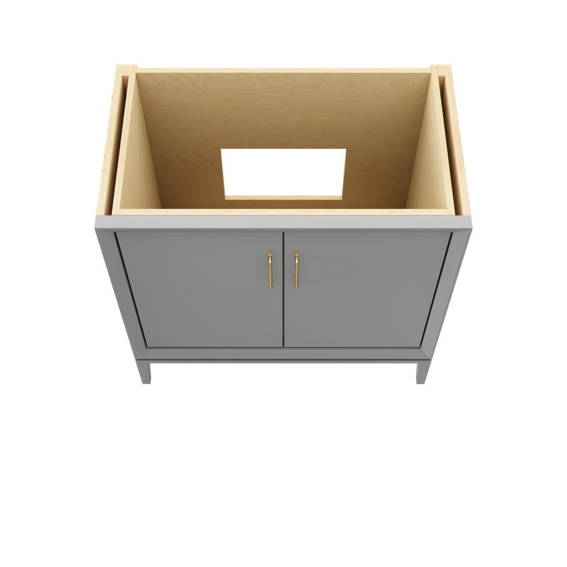 Alexandra Single Bath Vanity, Platinum Gray, Satin Gold, 36"