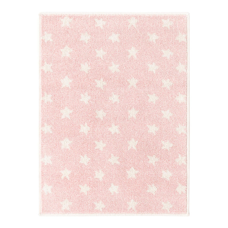 Tapis pour enfant rose / ivoire Whimsy Stars, Rectangle 2 pi 2 po x 2 pi 11 po