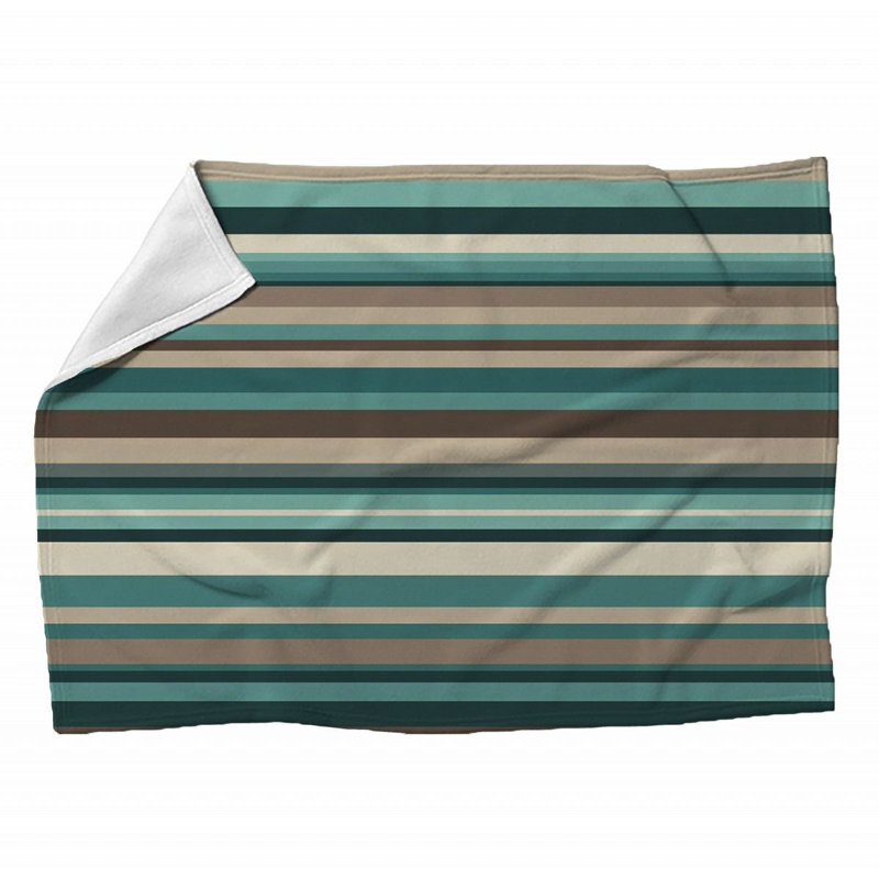 Checkered Fleece Blanket, Throw, Striped, Turquoise/Beige/Black