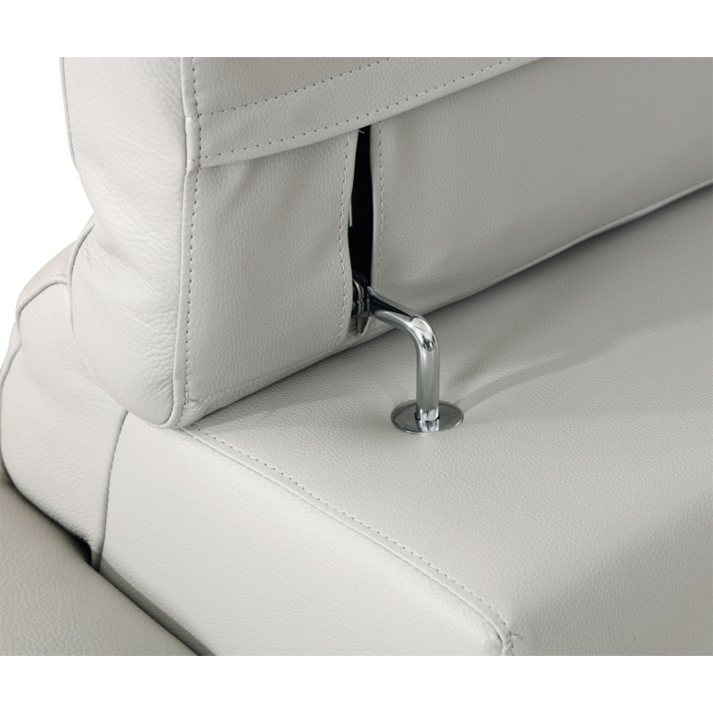 Canapé en cuir véritable gris foncé avec appui-tête réglable, H 31 po x l 87 po x P 42 po, Gris foncé