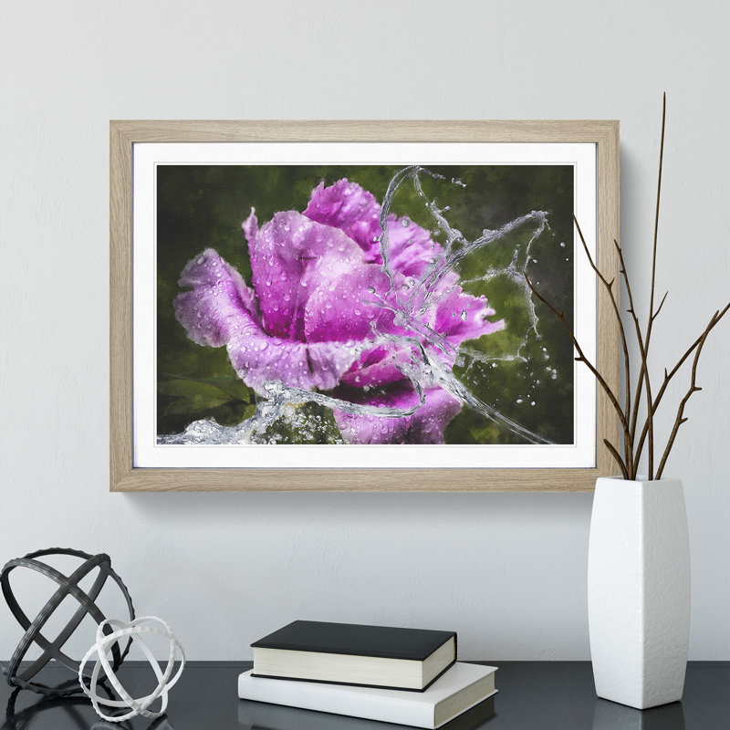 Purple Peony Flower Vol.2 - Picture Frame Painting, Oak Framed, 36cm H x 48cm W x 2cm D