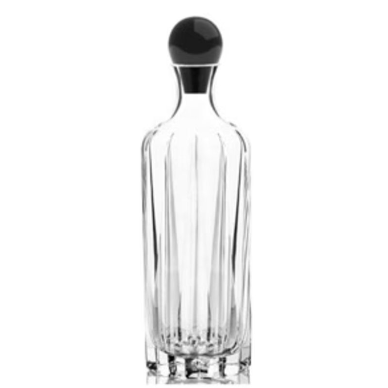 Obsidian Stopper Clear Crystal Liquor Decanter, 35oz