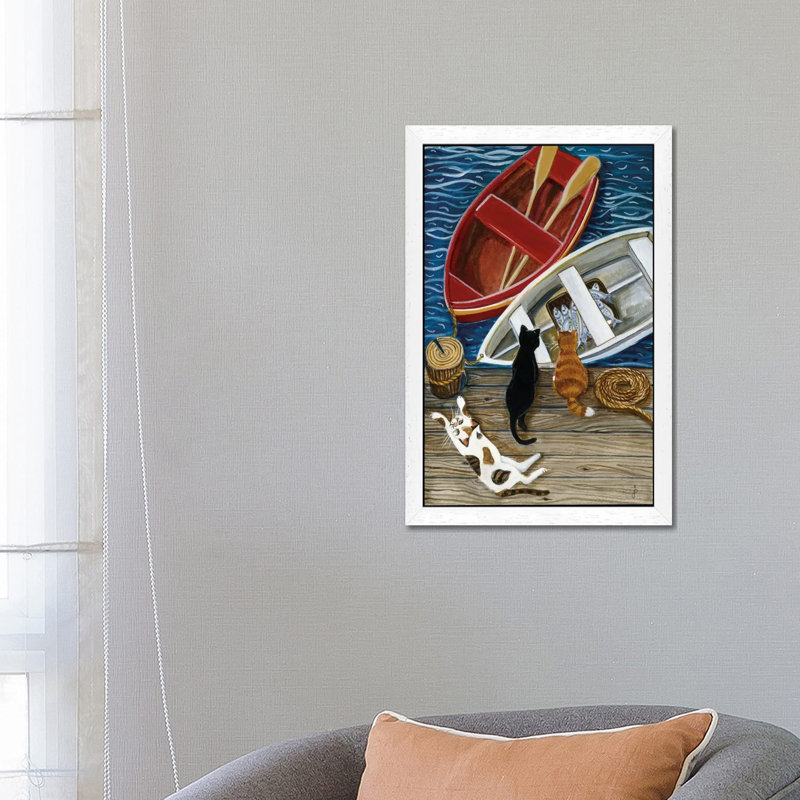 The Days Catch by Jan Panico - Painting on Canvas, 101.6 cm H x 66.04 cm W x 1.91 cm D, White Framed