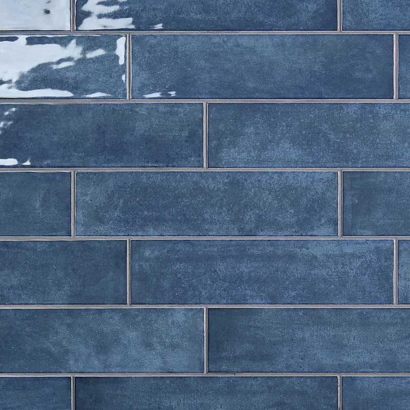 Aquarella 3.98 in. x 15.94 in. Glossy Ceramic Tile, Denim Blue