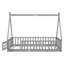 Lit simple en forme de tente avec garde-corps, porte et plateforme à lattes - Lit pour enfant en bois de pin, gris-540859084-540859086