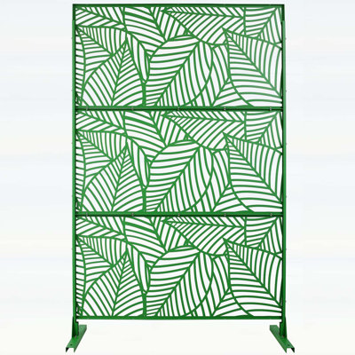 Écran d'intimité extérieur et intérieur en métal H 76 po x l 48 po, écran d'intimité décoratif autoportant pour terrasse de balcon de terrasse, panneaux de clôture d'intimité pour jardin extérieur PS111 COULEUR VERTE, LUMIÈRE
